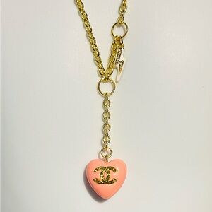 Elegant Gold and Pink Heart Necklace
